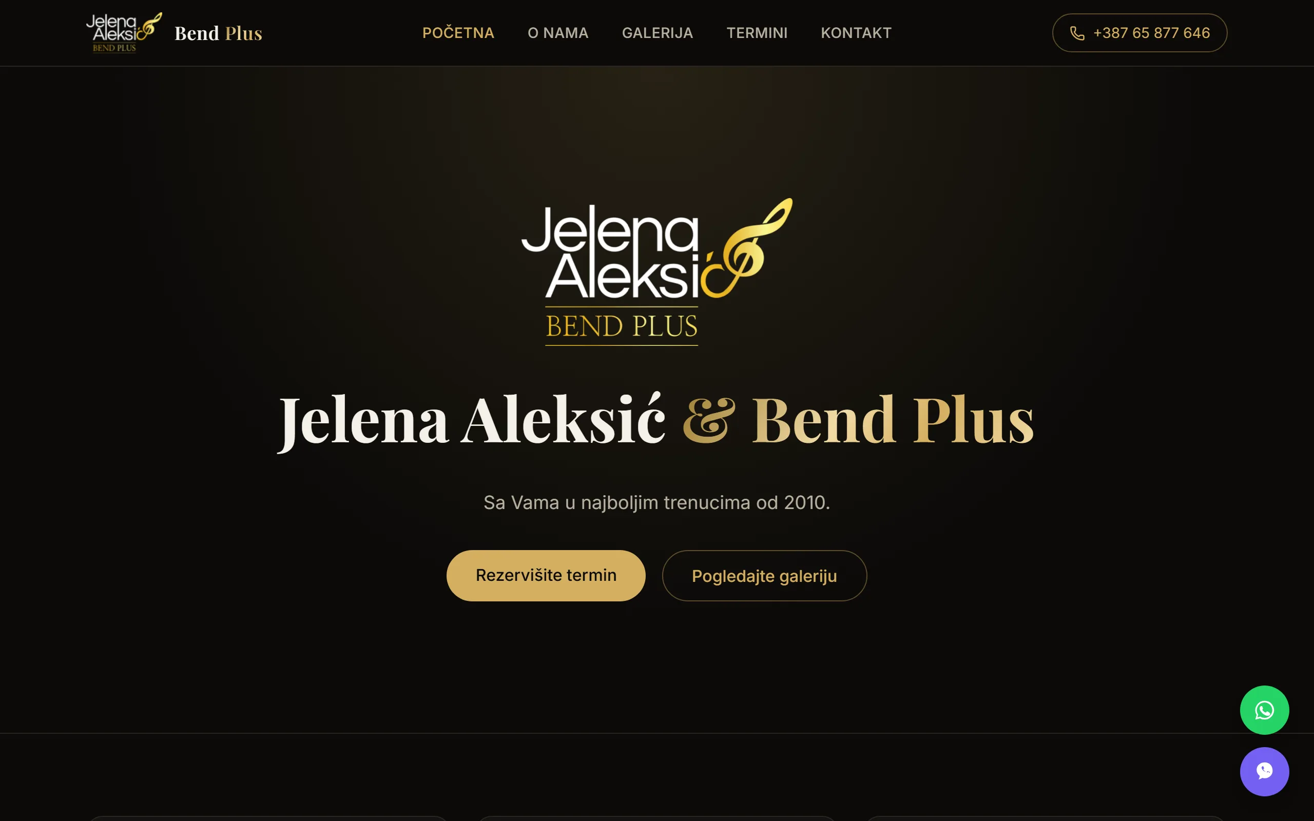 Jelena Band Plus — sajt benda sa CMS-om